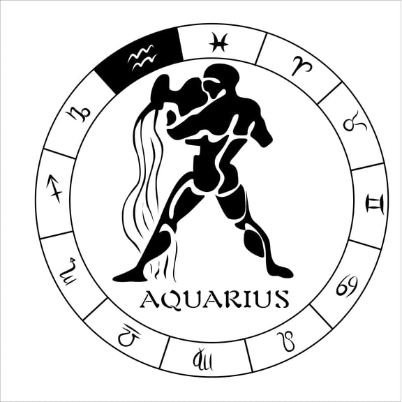 Aquarius Zodiac Astrology Pictograph Wall Art Decal | Stick And Peel Constellation Symbols Home Adhesive Vinyl Decoration - 20" x 20" DIY Bedroom Living Room Removable Decor Stickers