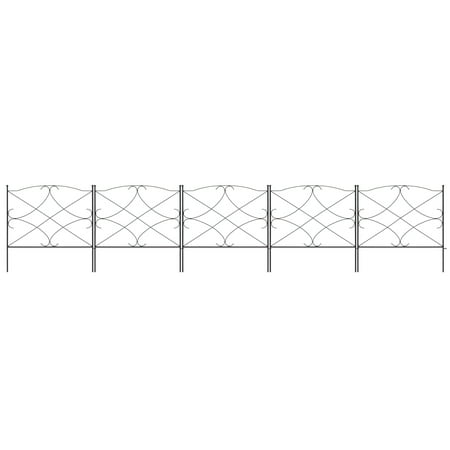 Wrought Iron Fence Price - Best Choice Products 10ftx24in 5-Panel Foldable Interlocking Iron Decorative Garden Edging Fence Panels for Lawn, Backyard, Landscaping w/ Locking Hooks, Black