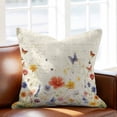 thumbnail image 2 of Spring Red Throw Pillow Cover Pink Grey Blue Flower Daisy Butterfly Vintage Cotton Linen Cushion Cover Throw Pillow Case with Invisible Zipper for Couch Sofa Bed Chair Car 24x24 Inch, 2 of 9
