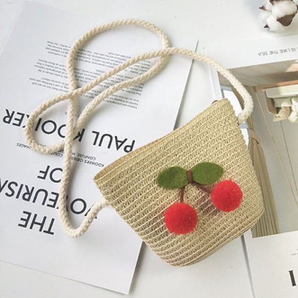 Bolso de hombro con lazo de Minnie para niñas, bandolera de paja, monedero para llaves, bonito Mini bolso de princesa, novedad de verano 2022