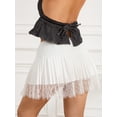 thumbnail image 6 of Women Lace Mini Skirt Low Rise Half Slip Underskirt Summer Ruffle Pleated Layered Flowy Short Skirt, 6 of 10