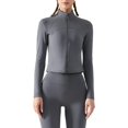 thumbnail image 3 of Chaqueta de entrenamiento con media cremallera y tops de yoga de forro polar cálido para mujer, 3 of 4