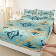 thumbnail image 4 of Homewish Adult Turquoise Aztec Twin Sheet Sets, Chic Triangle Abstract Twin Fitted Sheet, Western Hippie Bohemian Flat Sheet, Luxury Bedroom Decor, 3-Piece, 4 of 8