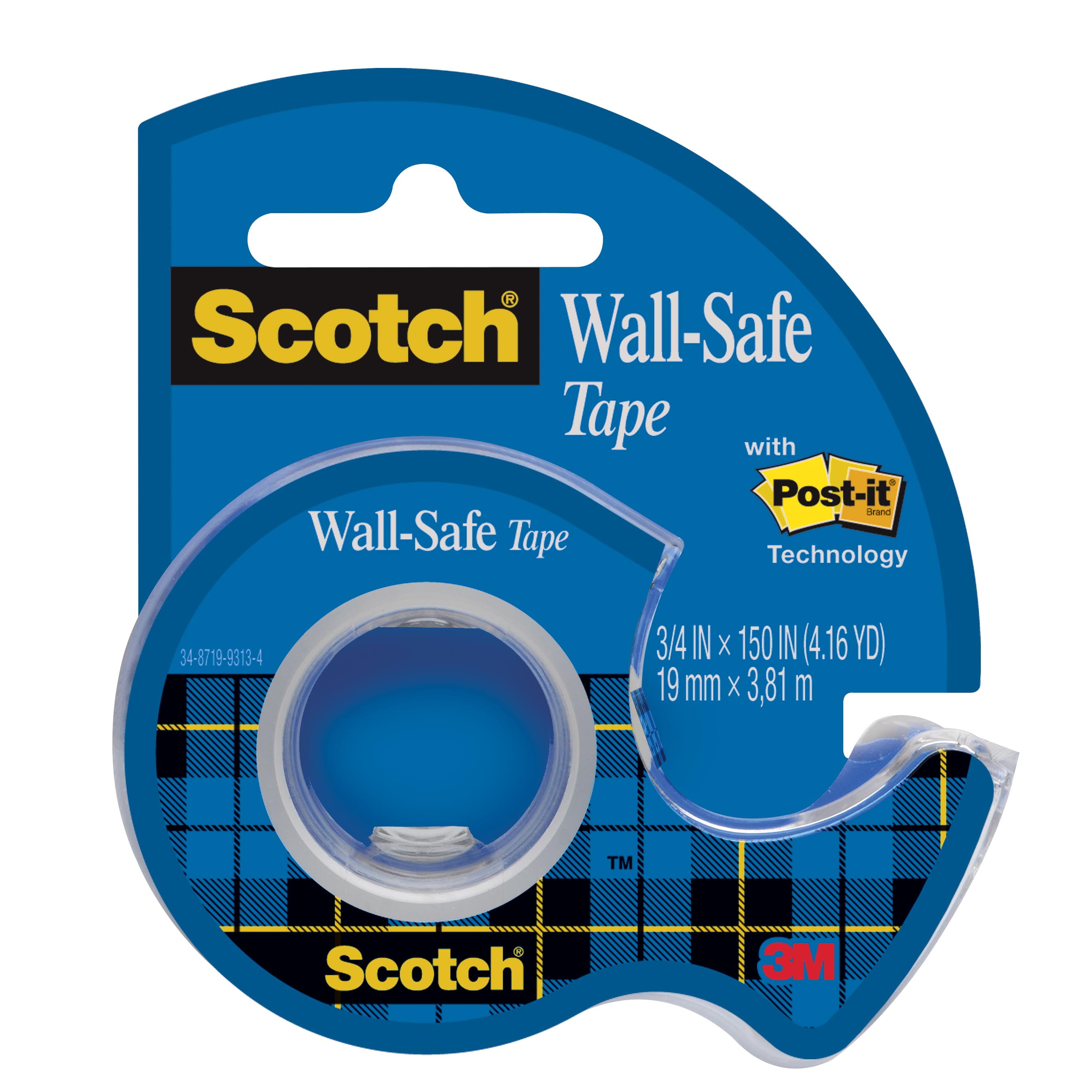 Scotch WallSafe Tape, Clear, 3/4 in x 150 in, 1 Dispenser Walmart
