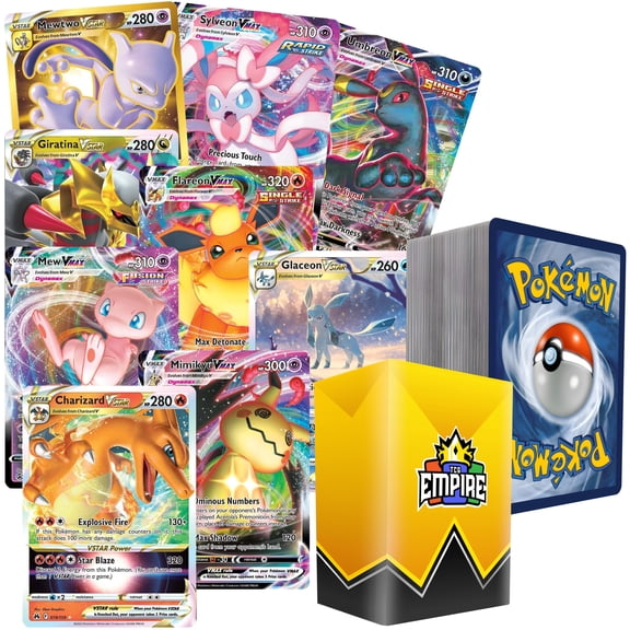 Pokemon VMAX & VSTAR Power Bundle | 100 Pokémon Cards | 1x Random VMAX or VSTAR Guaranteed | Holos & Rares Included! | Perfect Giftable for Kids & Collectors!