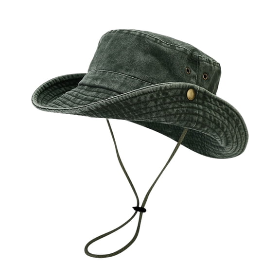 Sun Hats for Men Women Outdoor Travel Fishing Mountaineering UV Protection Wide Brim Boonie Hat Safari Cap Distressed Denim Style Adjustable Chin Strap for Adults Everyday Casual Apparel Gear
