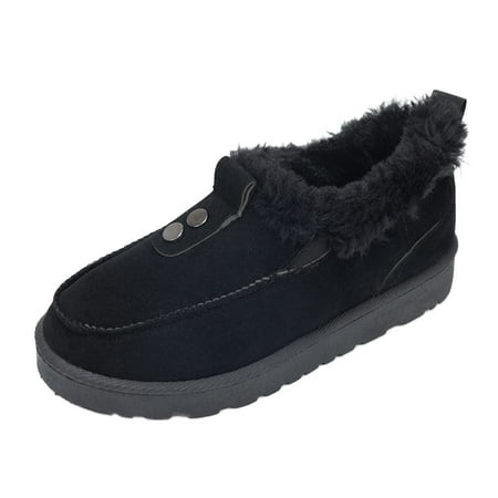 

Winter New Women Casual Boots Ladies Winter Solid Color Flock Warm And Comfortable Low Top Flat Slip On Non Slip Snow Boots