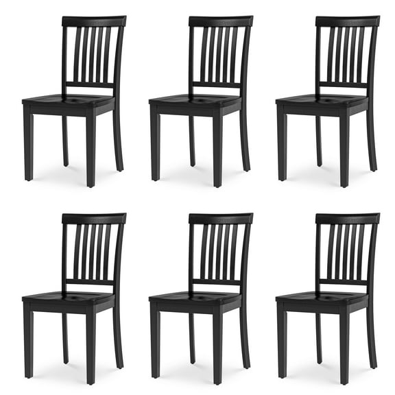Wooden Windsor Dining Chairs Set of 6,for Kitchen,Dining Room,Black