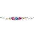 thumbnail image 2 of 925 Sterling Silver and 10K Yellow Gold Persian Blue Moissanite Pink Moissanite and White Lab Grown Diamond Tennis Bracelet for Women (1.52 Cttw, Gemstone Birthstone, Fully Adjustable up to 9 inch), 2 of 4