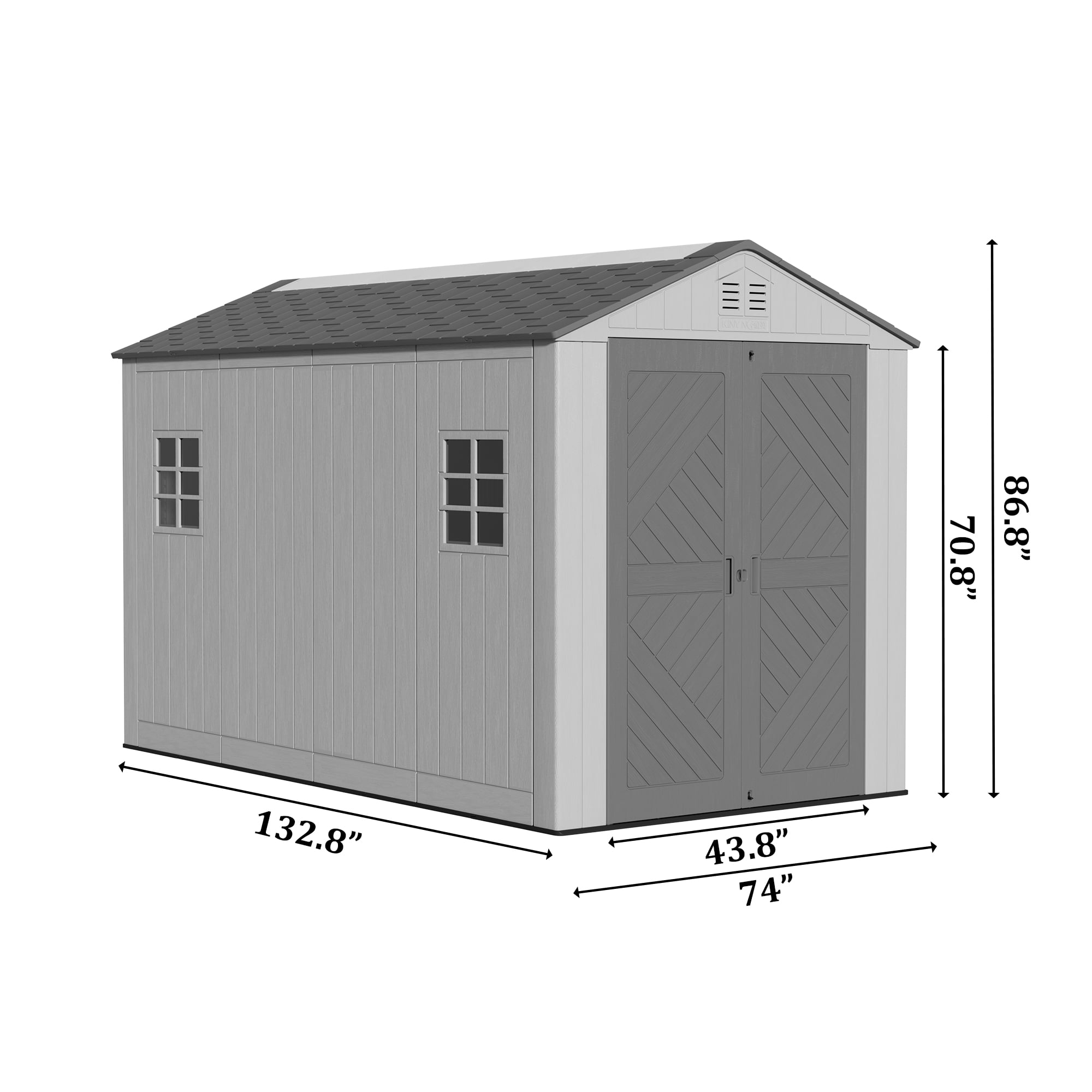 Yardgrace 11x6 Ft Resin Storage Shed with Window & Lockable Door, Double-Layer Plastic Tool Shed with Floor for Tools, Backyard, Patio, Gray