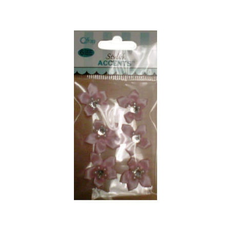 Scrapbooking Petals - Berwick Offray Stylish Accents Light Pink 5 Petal Flower Gem, 6 Piece