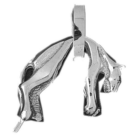 14K White Gold 3D Cat Pendant - 39 mm