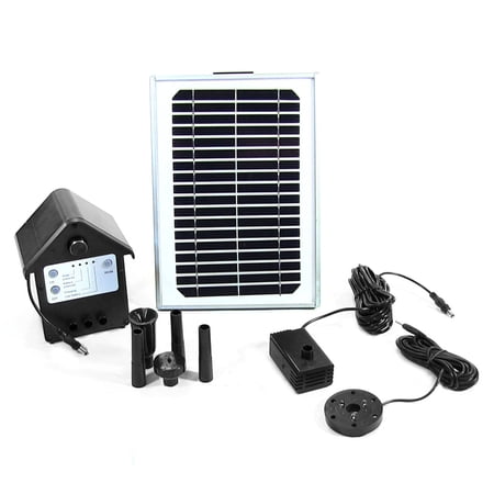 UPC: 0819804014423 | Sunnydaze Outdoor Solar Powered Water Pump and Panel Kit with Battery Pack and LED Light – 65 GPH – 78