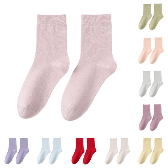 WAYUTE Womens Mid Calf Socks Bundle Pilling Breathable Wicking Control Solid Color Casual Crew Socks for Women Daily Wear