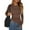 Brown, variant on Womens Fall Long Sleeve Shirts Trendy Crew Neck Fitted Asymmetrical Going Out Tops Ruched Side Tee Blouse