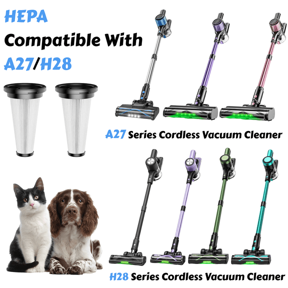 2Pack Hepa Filters Replacement Compatible with A27/H28 Vacuum Cleaner, Washable Filters Compatible with A27/H28 series