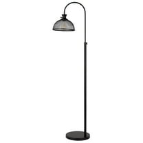 61 Inch Modern Floor Lamp, Hanging Mesh Shade, Metal Base, Black- Saltoro Sherpi