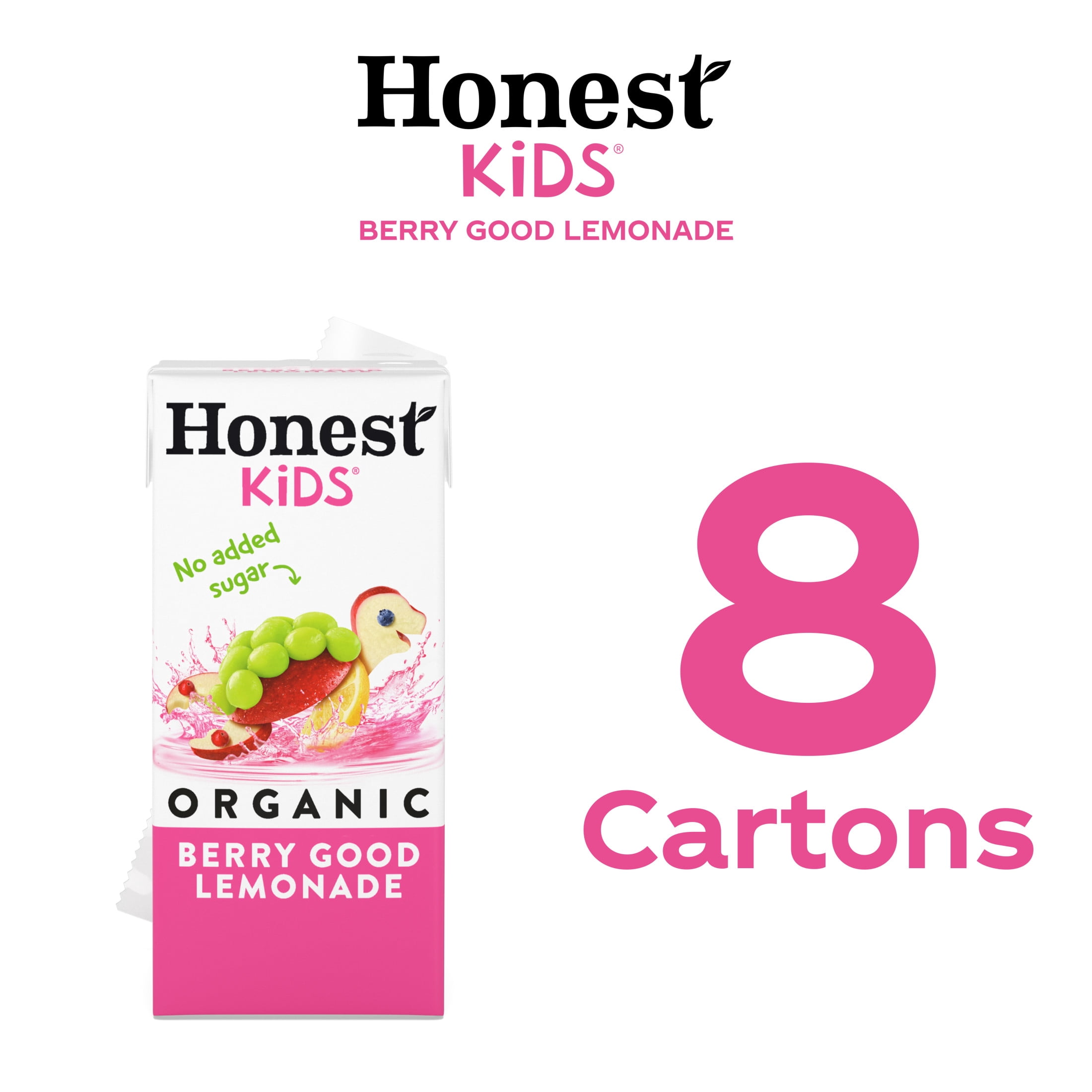 (5 pack) Honest Kids Berry Good Lemonade Organic Juice Drink Cartons, 6 fl oz, 8 Pack