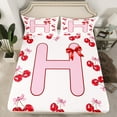 thumbnail image 2 of Feelyou Princess Monogrammed H Twin Sheet Sets, Fashion Ribbon Cherry Twin Fitted Sheet, Teens Kids Girls Women Flat Sheet, Luxury Bedroom Decor, 3-Piece, 2 of 7