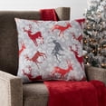 thumbnail image 4 of Greendale Home Fashions Reindeer and Snowflakes Christmas Square Throw Pillow - 18" - Gray, 4 of 5