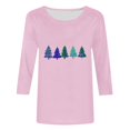 thumbnail image 4 of Fznquz Winter Women Shirts Pink 3/4 Sleeve Casual Shirts Christmas 2025 Crewneck Tees,XXL, 4 of 5