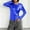 #144-Blue, variant on Womens Metallic T-Shirt Round Neck Long Sleeves Shining Disco Tee Top