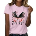 thumbnail image 2 of QQAMB T-Shirts for Women Plus Size Daisy Graphic Printed Summer Trendy Crewneck Short Sleeve Tee Tops Pink 2XL, 2 of 4