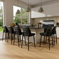 thumbnail image 5 of Genpo Bar Stools Set of 2, Upholstered Counter Height Bar Stools, Counter Stools 26 Inch Barstools with Back, Metal Legs and Textured Leather&Fabric for Kitchen Island Dining Room, Black, 5 of 10