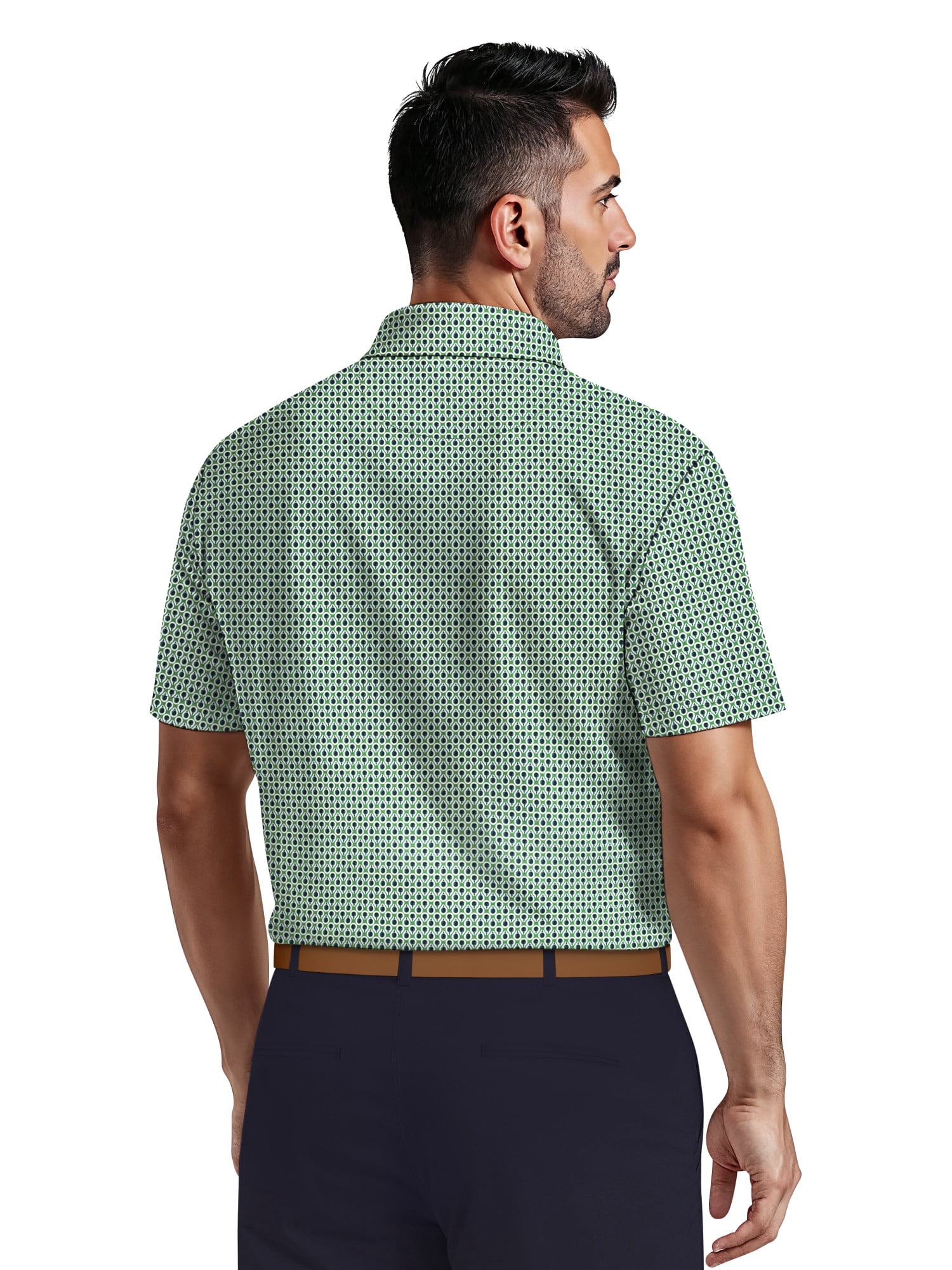 Ben Hogan Men's & Big Men's Performance Three-Color Golf Geo Short Sleeve Polo Shirt, up to 5XL
