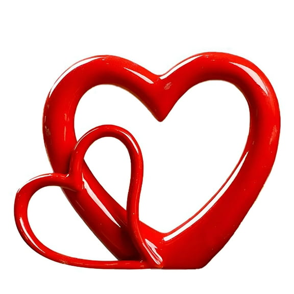 LAMIRO Valentines Day Table Decorations Romantic Double Heart Figurines Party Home Holiday