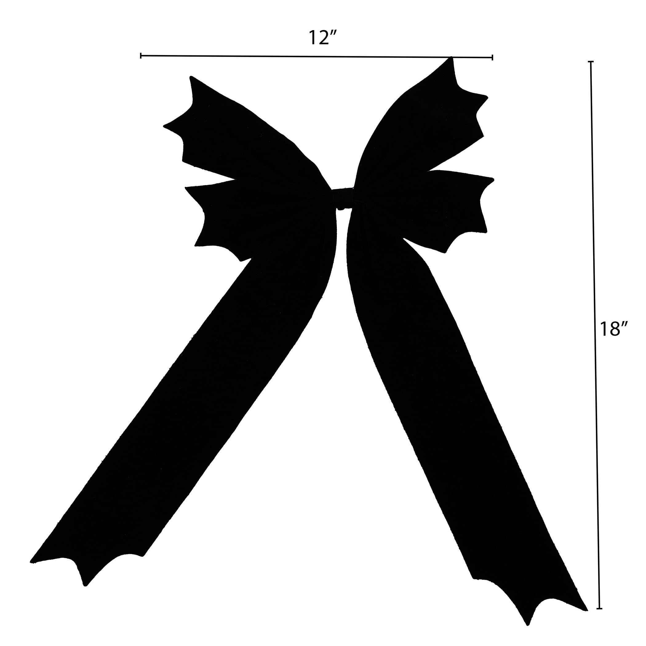 My Texas House Halloween Large Velvet Bat Bow, Black, 18"