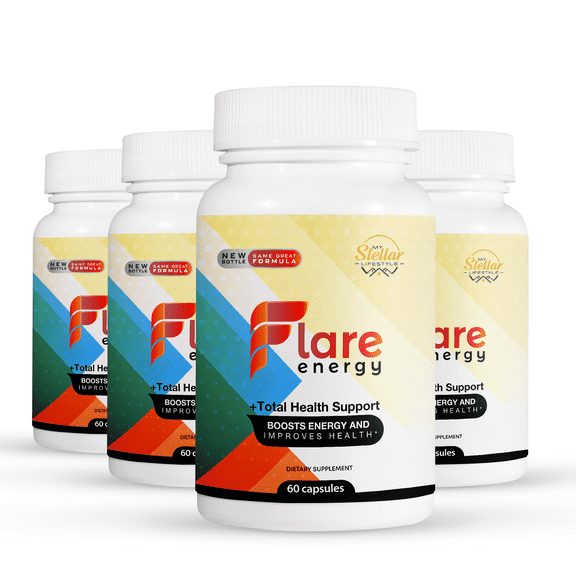 4 Pack Flare Energy, total health support and boosts energy-60 Capsules x4