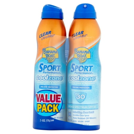 Banana Boat Sport Performance Coolzone Sunscreen Broad Spectrum SPF 30 Value, 6 oz, 2 count