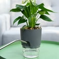 thumbnail image 3 of Manunclaims Hydroponic Plant Flowerpot, Plastic Watering Planter Handmade 2 Layer Self Watering Plant Flower Pot With Water Container Home Tabletop Garden Office Decor Round Flowerpot, 3 of 8