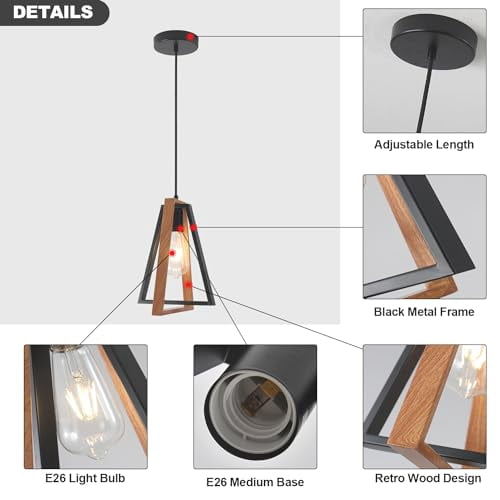 3 Pack Small Farmhouse Pendant Lights Kitchen Island Industrial Metal Pendant Light Fixture Black Hanging Light Fixture Vintage Pendant Light Fixtures for Dining Room Living Room