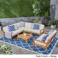 thumbnail image 3 of Christopher Knight Home Grenada Outdoor Acacia Wood 7-seater Sectional Set by  teak + blue cushion, 3 of 5