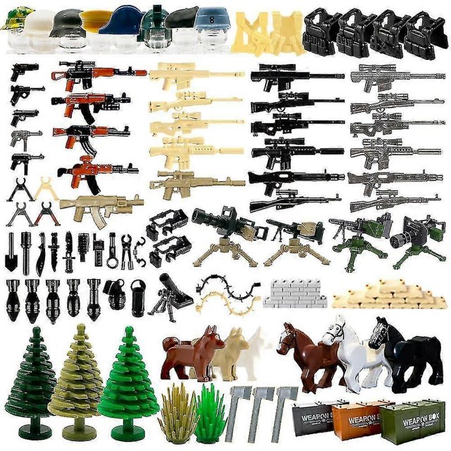 2 Brown dog Ww2 Military Weapon Building Blocks Pack Moc Army Accessories