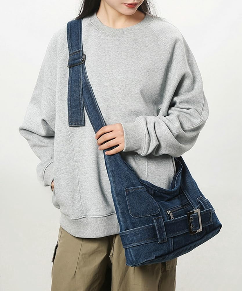 Denim Tote Bag Large Capacity Jean Purses for Women Handbags Soft Shoulder Ladies Purses