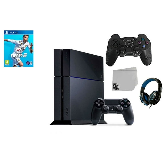 Pre-Owned Sony PlayStation 4 500GB Gaming Console Black 2 Controller Included with FIFA-19 BOLT AXTION Bundle