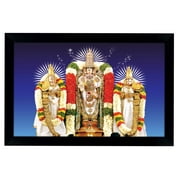 IBA Indianbeautifulart Lord Ventkteshwara Swamy Poster With Frame Auspicious Hindu God Photo Frame For Gift Purpose Hindu Religious Poster Home Decor Wooden Frame