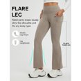 thumbnail image 6 of BALEAF Fleece Lined Pants Women Flare Leggings Thermal Warm High Waist Winter Yoga Pants with Pockets Heather Beige XL, 6 of 7