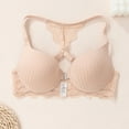 thumbnail image 5 of Feancey Women's Push Up Bra Front Closure Bras Solid Color Breathable Wireless Brassiere Lightly Padded Supportive Everyday Bralettes Beige S, 5 of 10