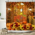 thumbnail image 5 of Farmhouse Fall Shower Curtain Havest Pumpkins Fabric Bath Curtains Autumn Sunflower Bathroom Decor with Hooks 60Wx72L Inch, 5 of 6