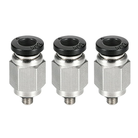 Straight Pneumatic Push to Quick Connect Fittings,M3 Male x 4mm Tube OD Silver Tone 3pcs