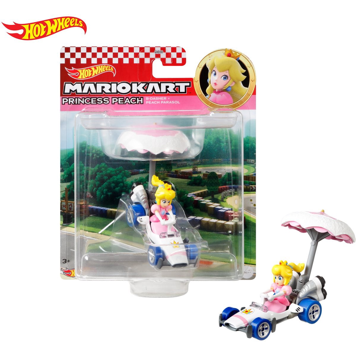 Hot Wheels Mario Kart Character Cars Collection Set, 4 Pack, Mario, Luigi, Donkey Kong, Princess Peach GVD30-956R