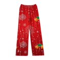 thumbnail image 4 of Christmas Women Pajama Pants Soft Christmas Snowflake Graphic Flannel Pajama Pants Holiday Wide Leg Fall Sleep Loungewear Pants Casual Comfy Pj Bottoms Red 2XL, 4 of 7