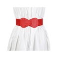 thumbnail image 6 of INSPIRE CHIC Interlock Buckle 8-shaped Faux Leather Elastic Belt Cinch Waistband for Lady Fit Waist Girth:25"/63.5cm-37"/94cm Red, 6 of 7