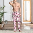 thumbnail image 5 of Uemuo Lilies Flowers Pattern Men's Wide Leg Palazzo Lounge Pants with Pockets Light Weight Loose Comfy Casual Pajama Pants-Small, 5 of 9