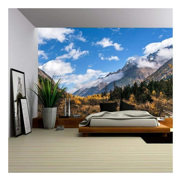 Wall26 Forest and Mountain Landscape Removable Wall Mural Self