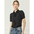 thumbnail image 3 of INSPIRE CHIC Blusa De Gasa Con Cuello Peter Pan Y Manga Corta Con Lunares Para Mujer Negro S, 3 of 6